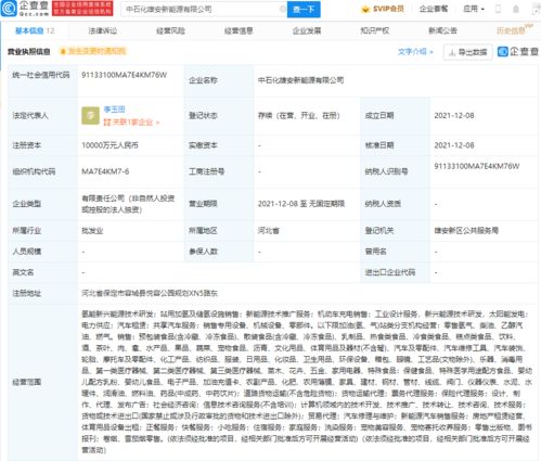 中國石化成立新能源公司,注冊資本1億元